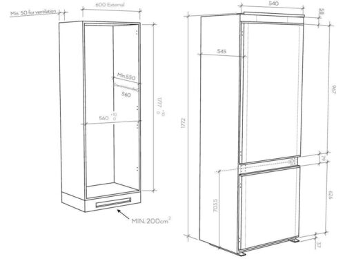 Frigorífico Combinado Encastre CANDY CBT5518EW (No Frost - 177 cm - 248 L - Branco) - Image 6