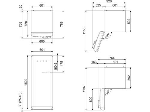 Frigorífico SMEG FAB28LSV5 (Estático - 153 cm - 270 L - Cinzento) - Image 3