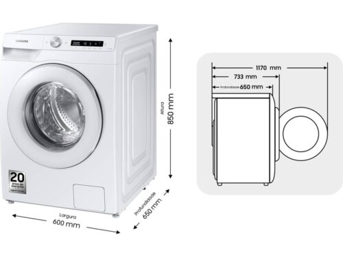 Máquina de Lavar Roupa SAMSUNG WW12T504DTW (12 kg - 1400 rpm - Branco) - Image 3